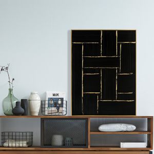Картина Hm4550 с бежова Ps рамка-черно платно-ръчна изработка 62x4,5x82hcm.