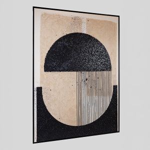 Картина абстрактна баланс с черно - бежово 100x140см