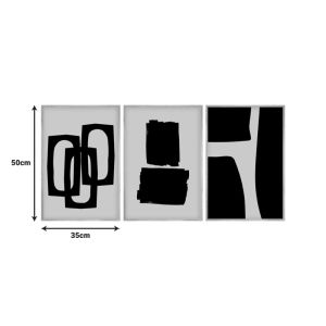 Картина върху платно черен триптих с дигитален печат 50x2x35см