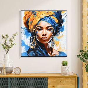 Картина за стена Hm4565 черна Ps рамка с печат на платно женска фигура 82x4,5x82hcm.