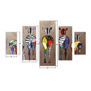 Картина пано от 5 елемента Colorful Zebras Hm7207,03