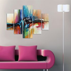 Картина пано от 5 елемента абстрактни цветове и форми Hm7207,02
