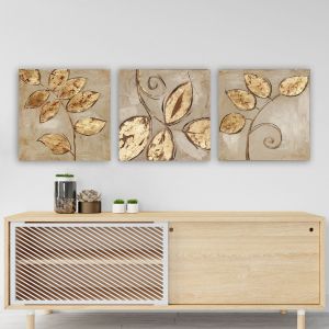 Картина принт триптих златни листа Hm7327 90χ3χ30cm