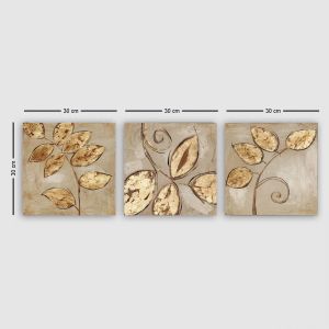 Картина принт триптих златни листа Hm7327 90χ3χ30cm