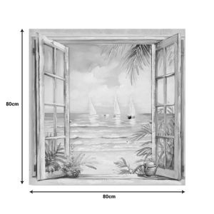 Picture window sea canvas with frame 80x3x80cm