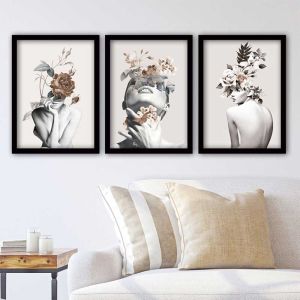 Wooden framed triptych painting