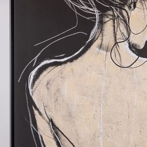 Картина с женски силует - бежово 100x140см