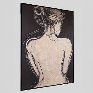 Картина с женски силует - бежово 100x140см