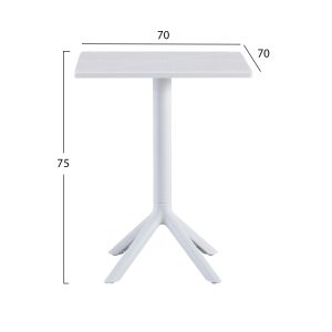 Square polypropylene table Terrin White 60.5x60.5x76.5hcm Hm6125