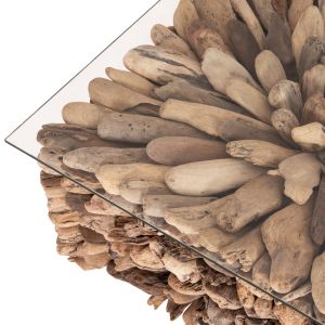 Square coffee table Sparrow Hm9961 Driftwood Naturally --glass 75x75x51cm.