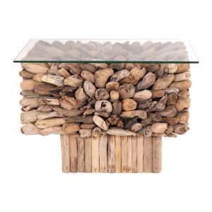 Square coffee table Sparrow Hm9961 Driftwood Naturally --glass 75x75x51cm.