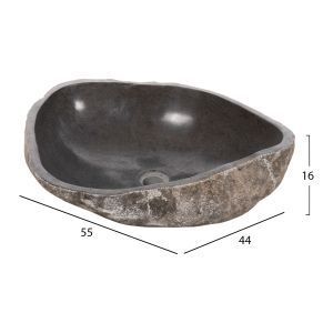 Кеменна мивка от речен камък в сив цвят 55х44х16cm Hm4193
