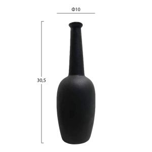Керамична ваза Elendil Hm4592.02 черен матиран Φ10x30,5hcm.