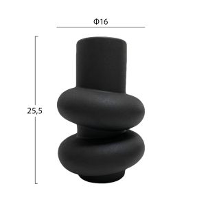 Керамична ваза Rook Hm4627.02 матиран черен Φ16x25,5hcm.