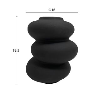 Керамична ваза Rook Hm4628.02 матиран черен Φ16x19.5hcm.