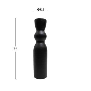 Керамична ваза скиптър Hm4614.02 матиран черен Φ8,5x35hcm.