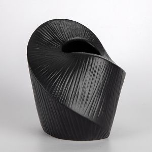 Ceramic vase black 15.1x12.6x15.2cm