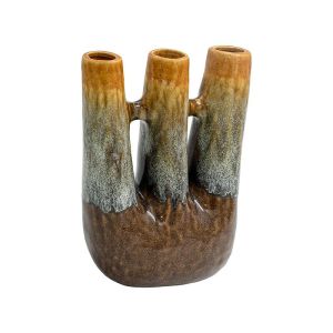 Ceramic decorative vase in brown-beige color with dimensions 24x12x30cm