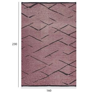 Carpet 160x230cm peach pink-black, with automatic fringes Hm7674,06