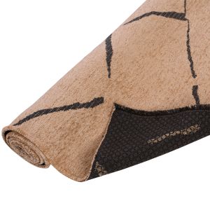 Carpet 160x230cm light brown-black, with automatic fringes Hm7674,01