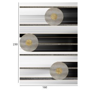 Carpet Josiane, 160x230cm white-black-gold discs Hm7675,24
