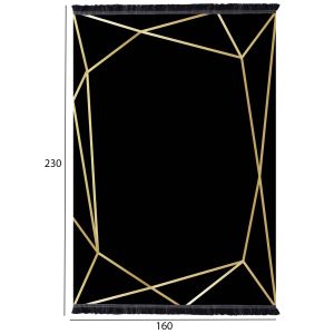 Carpet Josiane, black-gold, 160x230cm with fringes Hm7675.30