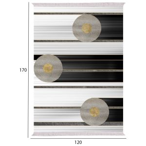 Living room rug Josiane with fringes, white-black-gold 120x170cm Hm7677,24