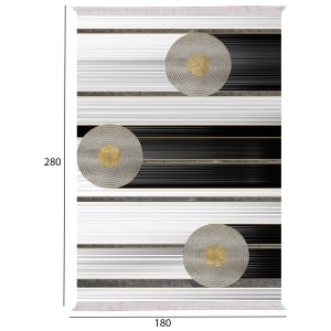 Living room rug Josiane with fringes, white-black-gold 180x280cm Hm7723,24