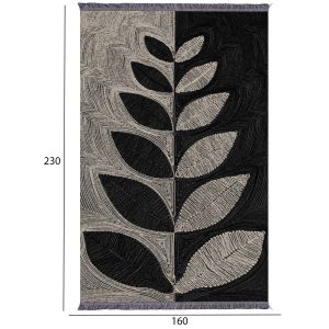 Living room rug with fringes Josiane, beige-black 160x230cm Hm7675.40