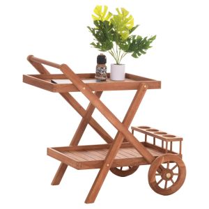 Serving trolley Alfred Hm4579 teak in natural color 86x56x80cm.