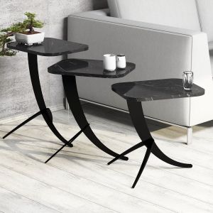 Set of side tables 3 pcs Hm9508.02 melamine and metal 35x45x60hcm
