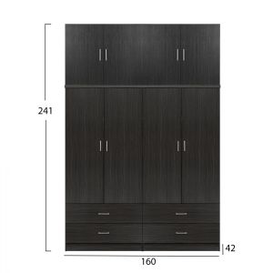 Set of 2 wardrobes 4 doors with ceiling Zebrano 160x42x241cm Hm11352,01