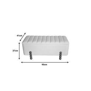 Комплект 2 табуретки Daph Trunk бежово и бяло кадифе 110х46х45 90х41х37