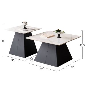 Set of 2 coffee tables Quber(x) Hm18311.02 sintered stone square - black bases