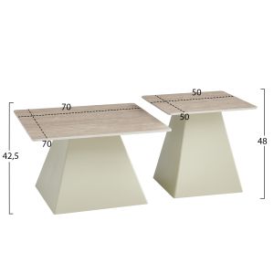 Set of 2 coffee tables Quber(x) Hm18311.04 ceramic square tops - champagne colored bases
