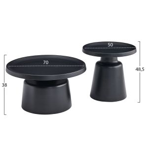 Set of 2 coffee tables Rinkon2 Hm18304.02 all-metal in black φ50cm and φ70cm