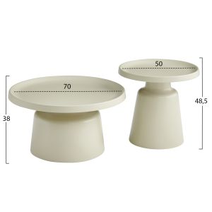 Set of 2 coffee tables Rinkon2 Hm18304.04 all-metal in champagne color φ50cm and φ70cm