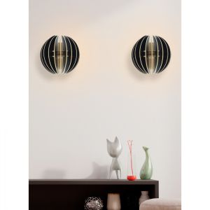 Set of 2, wall sconces MDF in Black Hm7381,03 19,5x16,5x19,5hcm
