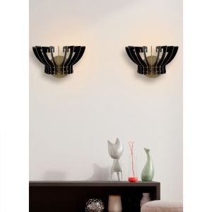 Set of 2, wall sconces MDF in Black Hm7382,03 32x22x19hcm