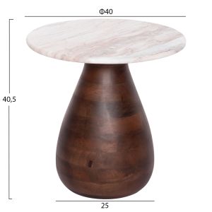 Set of 2 coffee tables Maled Hm21080 off-white marble-mango wood