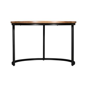 Set of 3 coffee tables Frina Industrial solid natural mango wood and black metal legs 70 x 45 cm