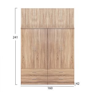 Комплект 4 броя гардероб 4 врати с таван и 4 чекмеджета Sonama 160x42x241cm HM11352,02