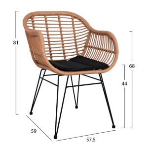 Set of 5 pieces Allegra Wicker with table 140x80x78 beige and black Hm10490