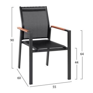Set of 5 pieces Miller Aluminum Polywood with table 120x80x72.5 Gray Hm10503.10