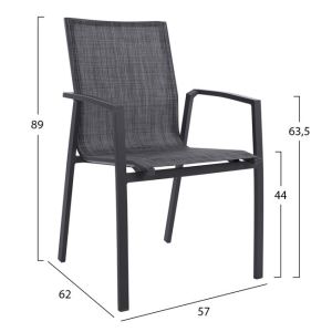 Set of 5 aluminum armchairs and aluminum chairs gray Hm10595.02