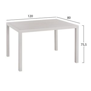Set of 5 pieces table 120x80x75.5 armchairs aluminum in white color Hm10523