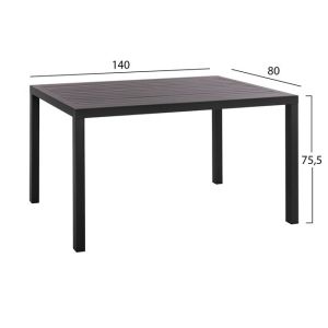 5-piece set with aluminum table 140x80x75.5 Amore chairs in gray color Hm10534