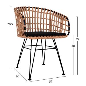 Set of 7 pieces Allegra Wicker with table 160x90x78 beige and black Hm10496