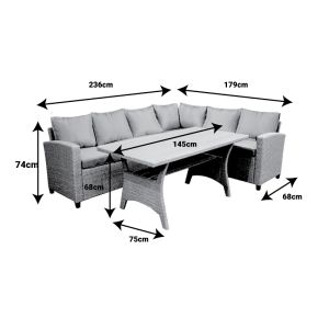 Lounge Flashy 3-piece set, fabric, charcoal color