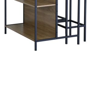 Bailon bar table set in oak color with black metal 100x60x95cm